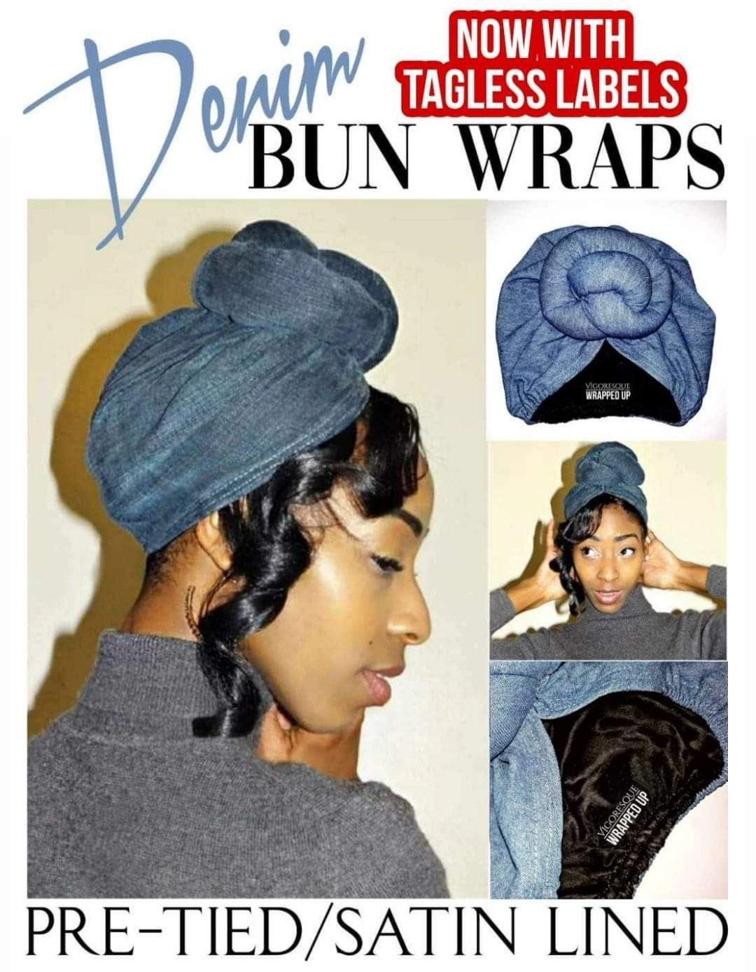 Denim Bun Wrap
